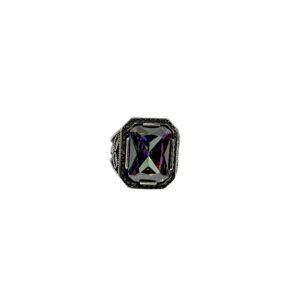 925 Sterling Silver Men's Ring with Mixed Zircon Gemstone, Size 8.75
