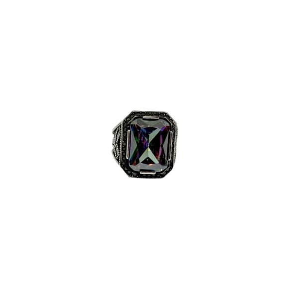 925 Sterling Silver Men's Ring with Mixed Zircon Gemstone, Size 8.75
