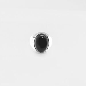 Classic 925 Sterling Silver Ring for Men with Black Onyx Stone, Size 11.50