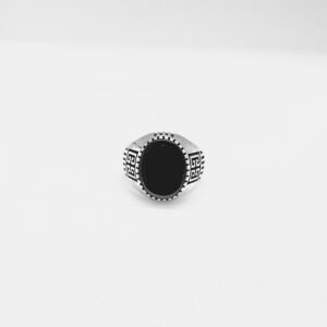 Genuine 925 Sterling Silver Gents Ring with  Black Onyx Gemstone,  Size 12
