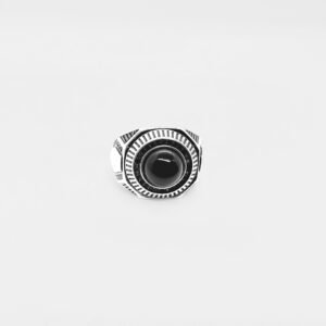 Men's 925 Sterling Silver Ring with Prong Set Black Onyx Stone, Size 13.50