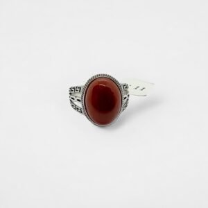 Vintage Style 925 Sterling Silver Men's Ring with Red Onyx Gemstone, Size 11