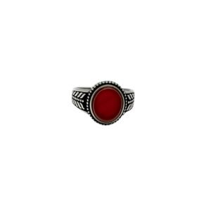 925 Sterling Silver Gents Ring with Oval Cut  Red Onyx Stone, Size 11.50