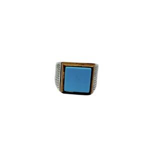 925 Sterling Silver Ring for Him with Feroza Gem, Size 11.25