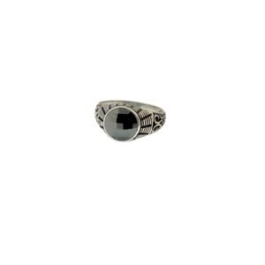 Men's 925 Sterling Silver Ring with Black Zircone Stone, Size 11