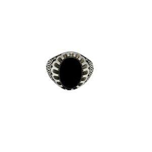 Men's 925 Sterling Silver Ring with Black Onyx Stone, Size 10.75