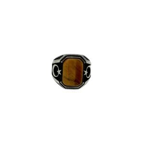 925 Sterling Silver Gents Ring with tiger's eye Stone, Size 8.25