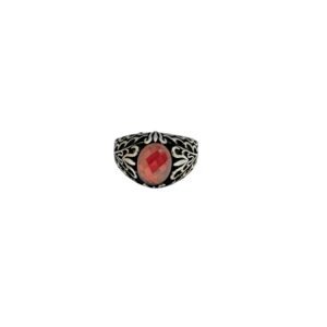 925 Sterling Silver Ring for Him with Red Zircone  Gemstone, Size 9.5