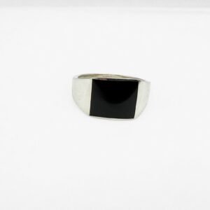 925 Sterling Silver Gents Ring with Black Onyx Stone, Size 12.75