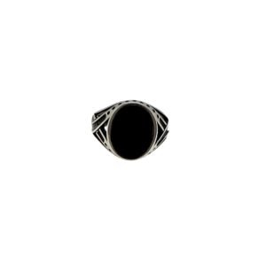 925 Sterling Silver Ring for Him with Black Onyx Gemstone, Size 12