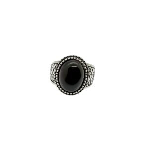 925 Sterling Silver Ring for Him with Black Onyx Stone, Size 8