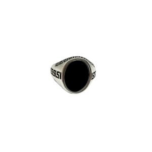 Men's 925 Sterling Silver Ring with Black Onyx Gemstone