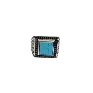 925 Sterling Silver Ring for Him with Feroza Gem, Size 13