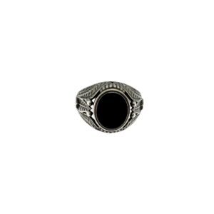 Men's 925 Sterling Silver Ring with Black Onyx Stone, Size 10