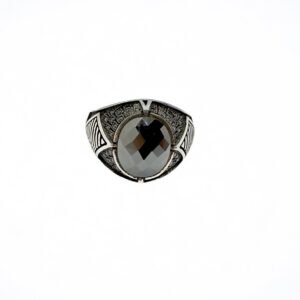 925 Sterling Silver Ring for Him with Black Zircone Stone, Size 11