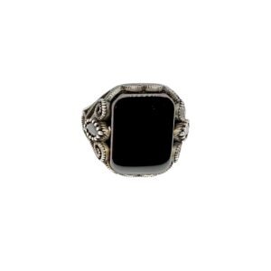 Solid 925 Sterling Silver Gents Ring  with Onyx Stone, Size 11