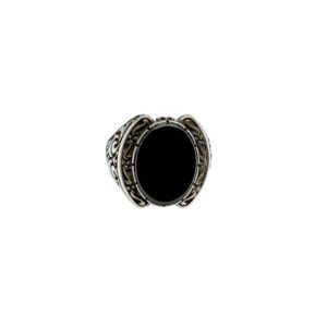 925 Sterling Silver Band Ring for Men with Black Onyx Stone, Size 11