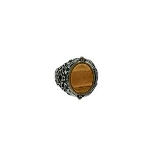 Men's Statement Ring in 925 Sterling Silver with tigers'eye and Stone, Size 11.5