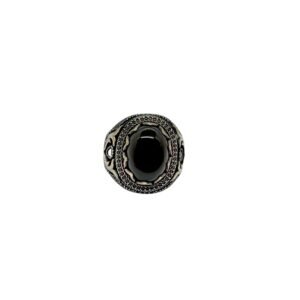 Sterling Silver Mens Ring with Black Onyx Gemstone
