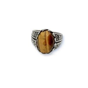 Elegant 925 Sterling Silver Gents Ring with Tiger Eye gemstone