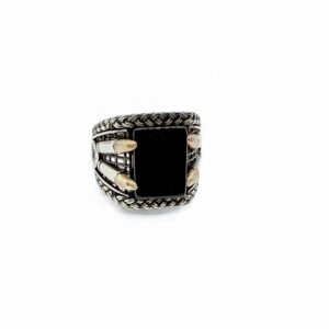 925 Sterling Silver Black Onyx Gemstone Gents Ring - Classic Design