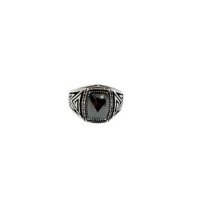 Bold Men's 925 Sterling Silver Ring with Black Zircon Gemstone