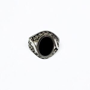 925 Sterling Silver Black Onyx Gemstone Ring for Men - Modern Style