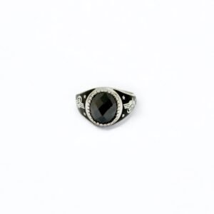 925 Sterling Silver Gents Ring with Black Zircon Gemstone - Modern