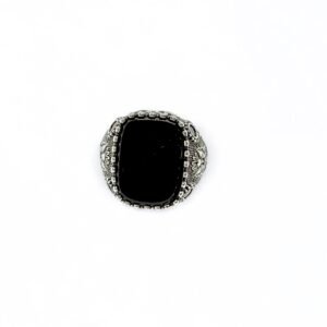Men's 925 Sterling Silver Ring with Blac Onyx Gemstone - Bold
