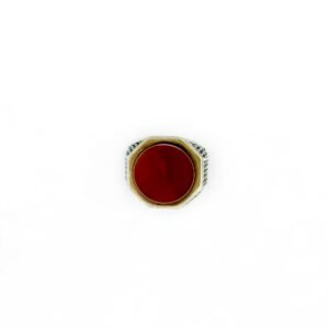 Men's 925 Sterling Silver Light Red Onyx Gemstone Ring - Modern Design