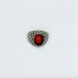925 Sterling Silver Red Onyx Gemstone Ring for Men - Unique Design