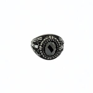 Unique 925 Sterling Silver Black Zircon Gemstone Gents Ring
