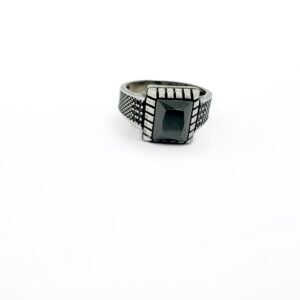 925 Sterling Silver Black Zircon Gemstone Gents Ring - Nature Inspired Design
