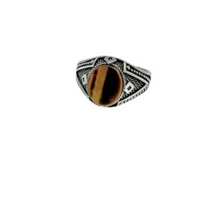 Men's 925 Sterling Silver Tiger's eye Gemstone Ring - Nature-Themed