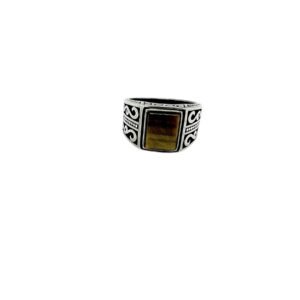 925 Sterling Silver Tiger's Eye Gemstone Ring for Men - Nature-Inspired Design