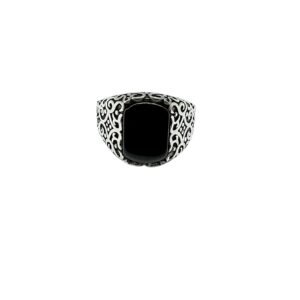 Men's 925 Sterling Silver Black Onyx Gemstone Ring - Simple & Modern