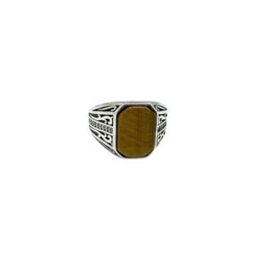 925 Sterling Silver Gents Ring with Tiger's Eye Gemstone - Unique Design