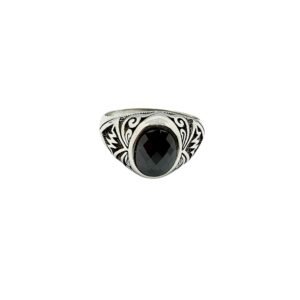 925 Sterling Silver Black Zircon Gemstone Gents Ring - Handcrafted & Unique