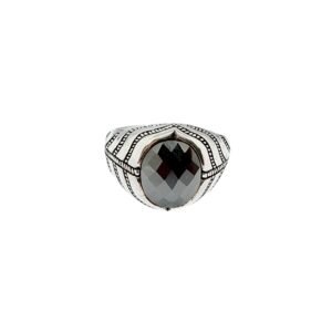 Men's 925 Sterling Silver Ring with Black Zircon Gemstone - Exclusive Style
