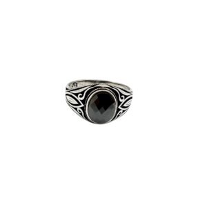 925 Sterling Silver Black Zircon  Gemstone Ring for Men - Designer Inspired