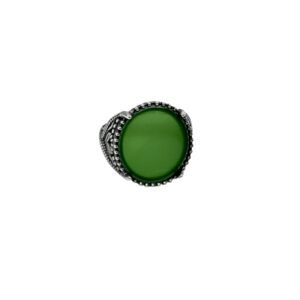 Men's 925 Sterling Silver Green Onyx Gemstone Ring - Unique Craftsmanship