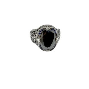 Premium Men's 925 Sterling Silver Ring with Black Zircon Gemstone