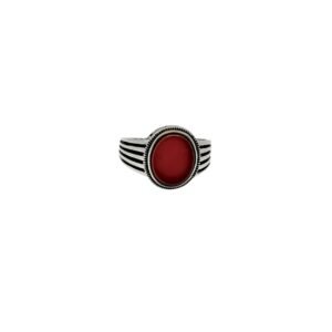 Men's 925 Sterling Silver Ring with Red Onyx Gemstone