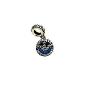 Smiley Face Charm Emoji round Eyes Silver Bead Genuine 925 Sterling Silver
