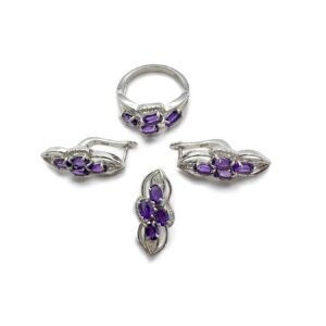 Luxury 925 Sterling Silver Purple Zircone Jewelry Set