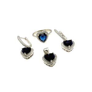 Classic 925 Sterling Silver Heart Pendant & Earring Set